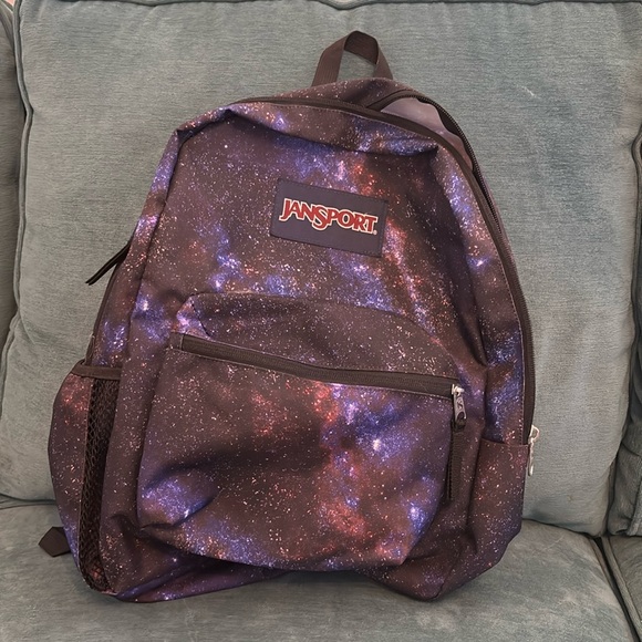 Jansport Galaxy Print Backpack - Black and Purple - Picture 1 of 3